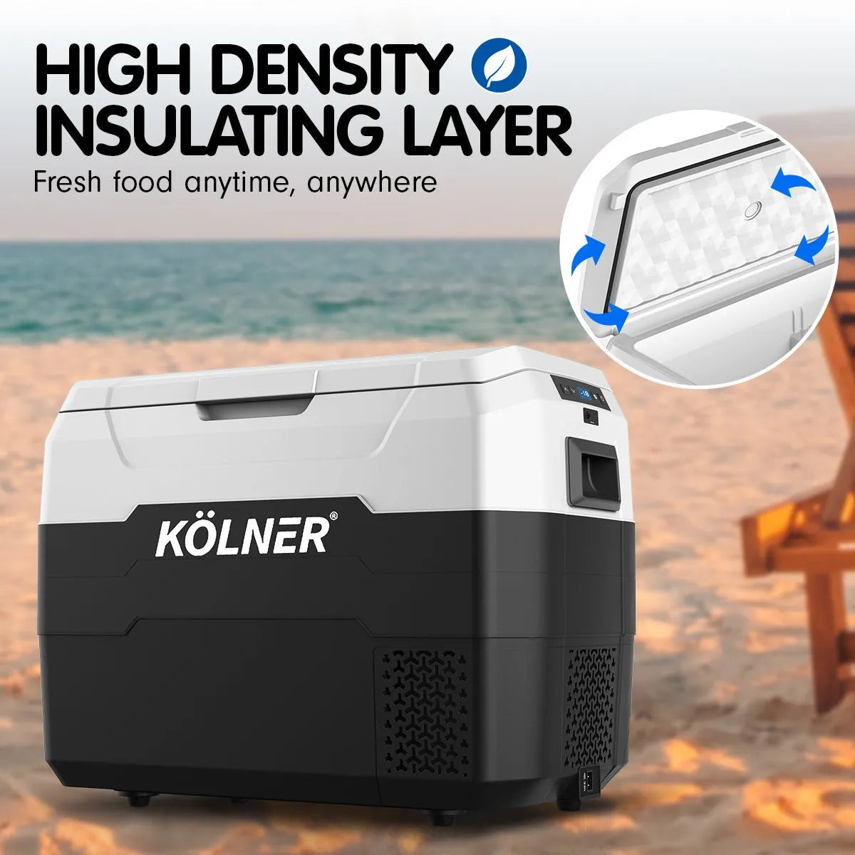 Kolner 40l Fridge Freezer Cooler 12/24/240v Camping Portable Esky Refrigerator - Black | Southern Sun Drones