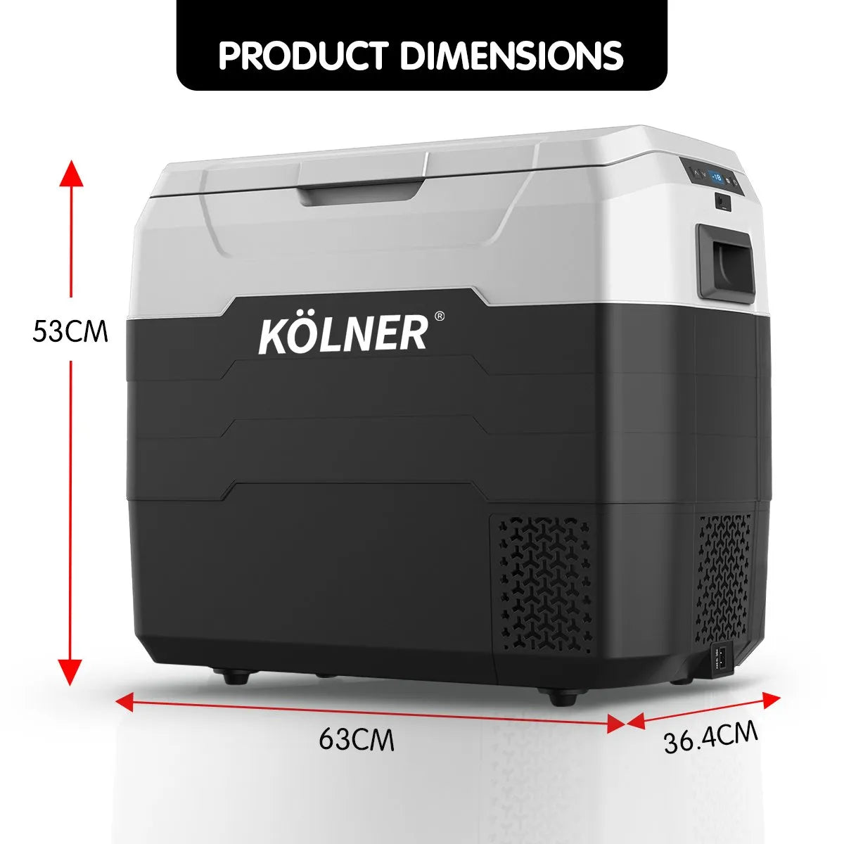 Kolner 50l Fridge Freezer Cooler 12/24/240v Camping Portable Esky Refrigerator - Black | Southern Sun Drones
