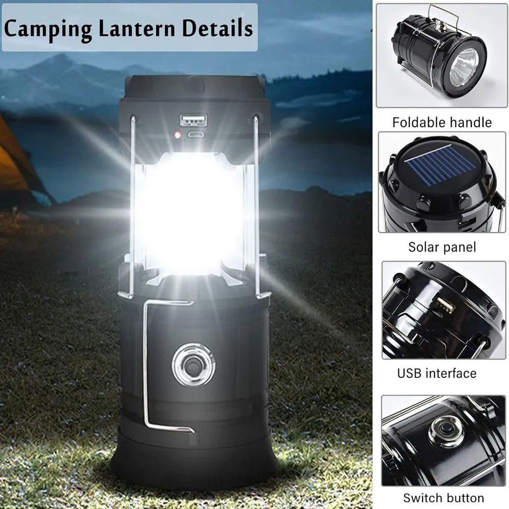 LED Camping Lamp Solar Powered Rechargeable USB Torch Waterproof Emergency Light Lantern | Southern Sun Drones