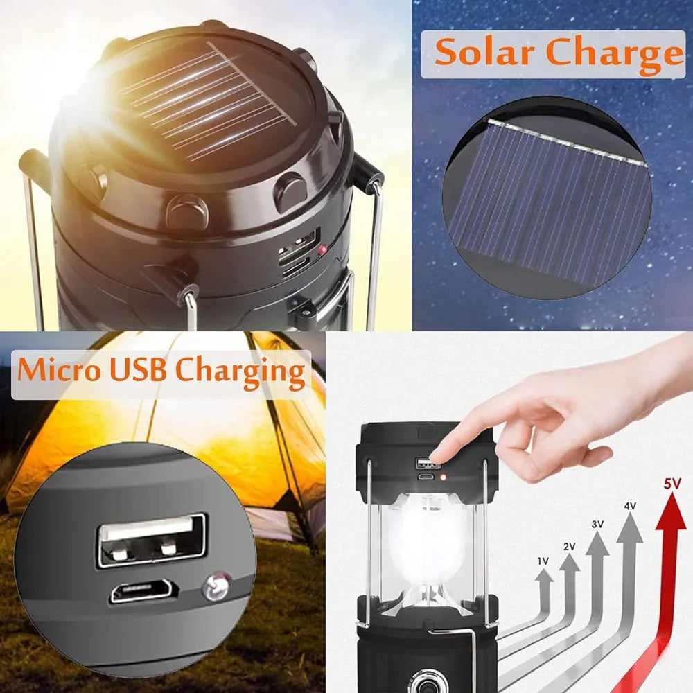 LED Camping Lamp Solar Powered Rechargeable USB Torch Waterproof Emergency Light Lantern | Southern Sun Drones