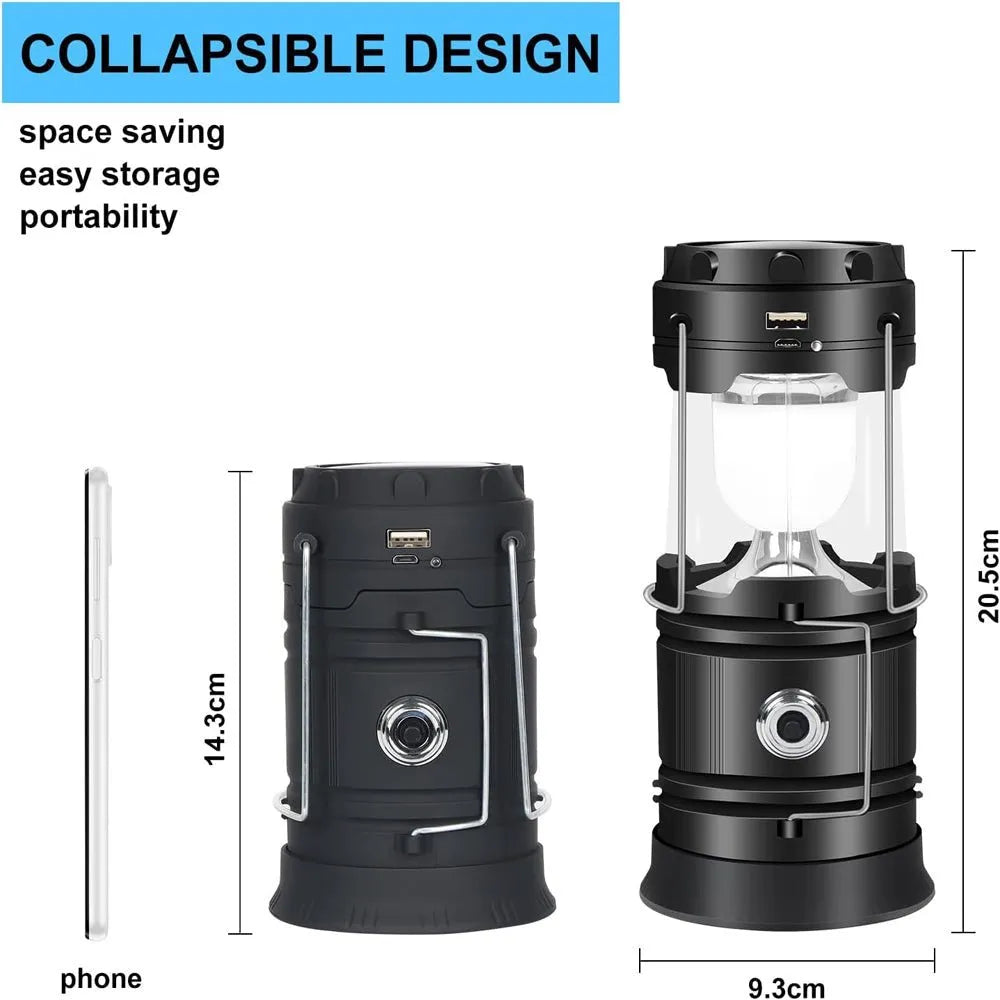 LED Camping Lamp Solar Powered Rechargeable USB Torch Waterproof Emergency Light Lantern | Southern Sun Drones