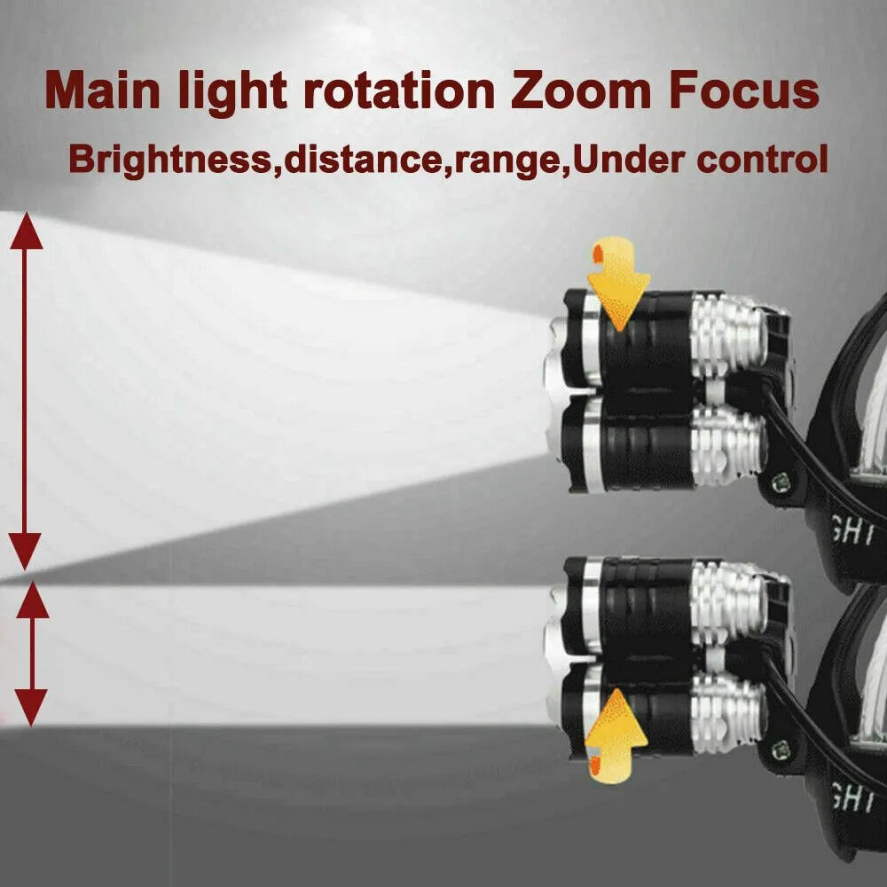LED Headlamp Rechargeable 350000LM Headlight T6 Head Torch Lamp Fishing Camping | Southern Sun Drones