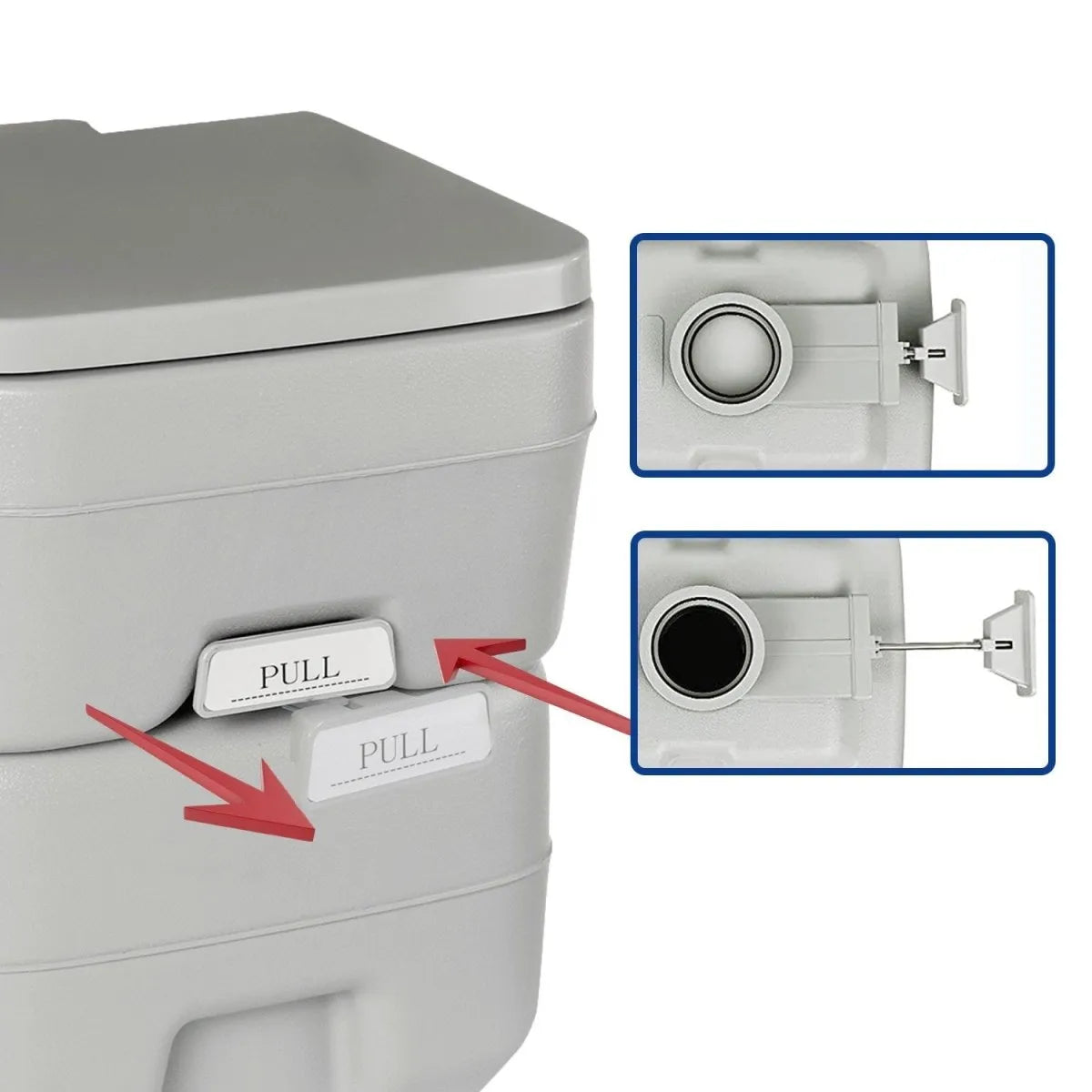 Wallaroo 20l Camping Portable Toilet Press Flush Pump | Southern Sun Drones