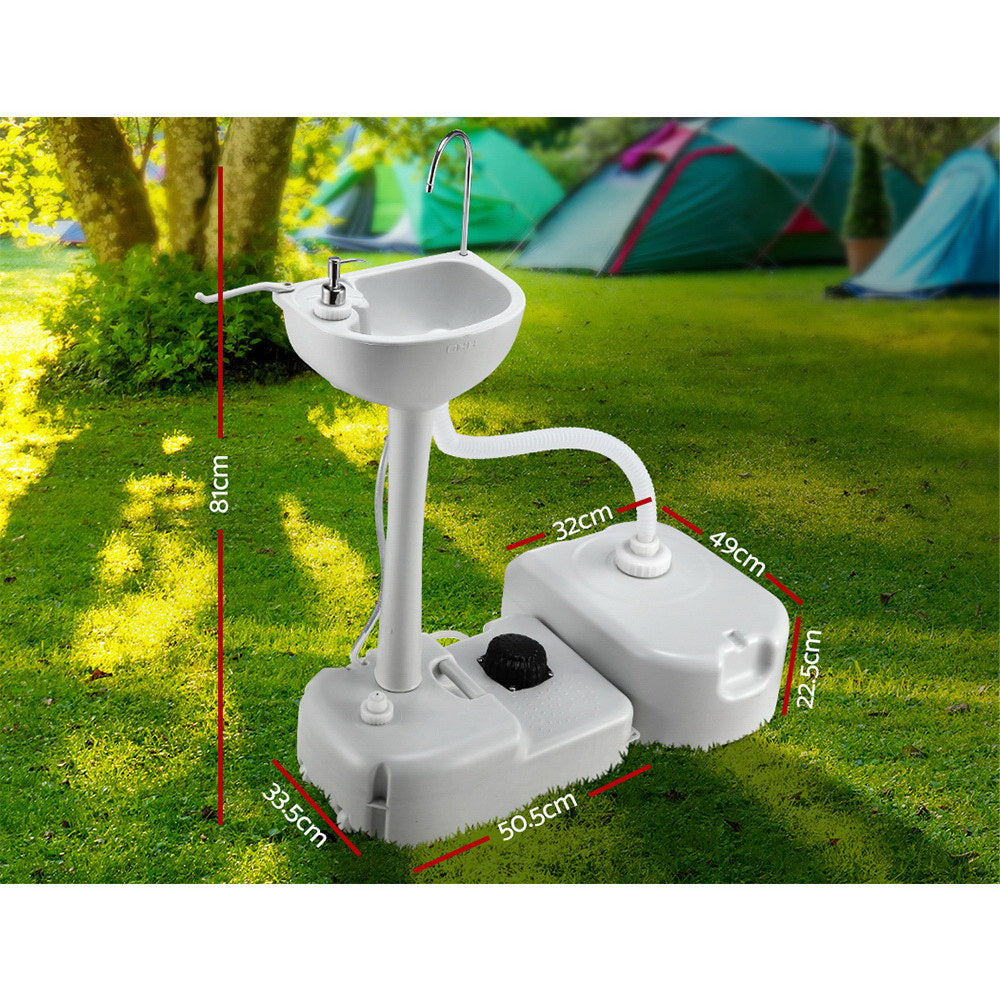 Weisshorn Camping Basin Portable Hand Wash Sink Stand 43L Capacity