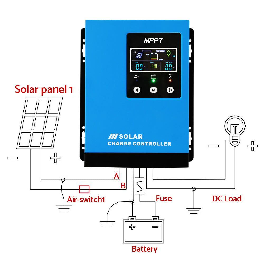 Giantz 40A MPPT Solar Charge Controller Auto 12V/24V/36V/48V Battery Regulator